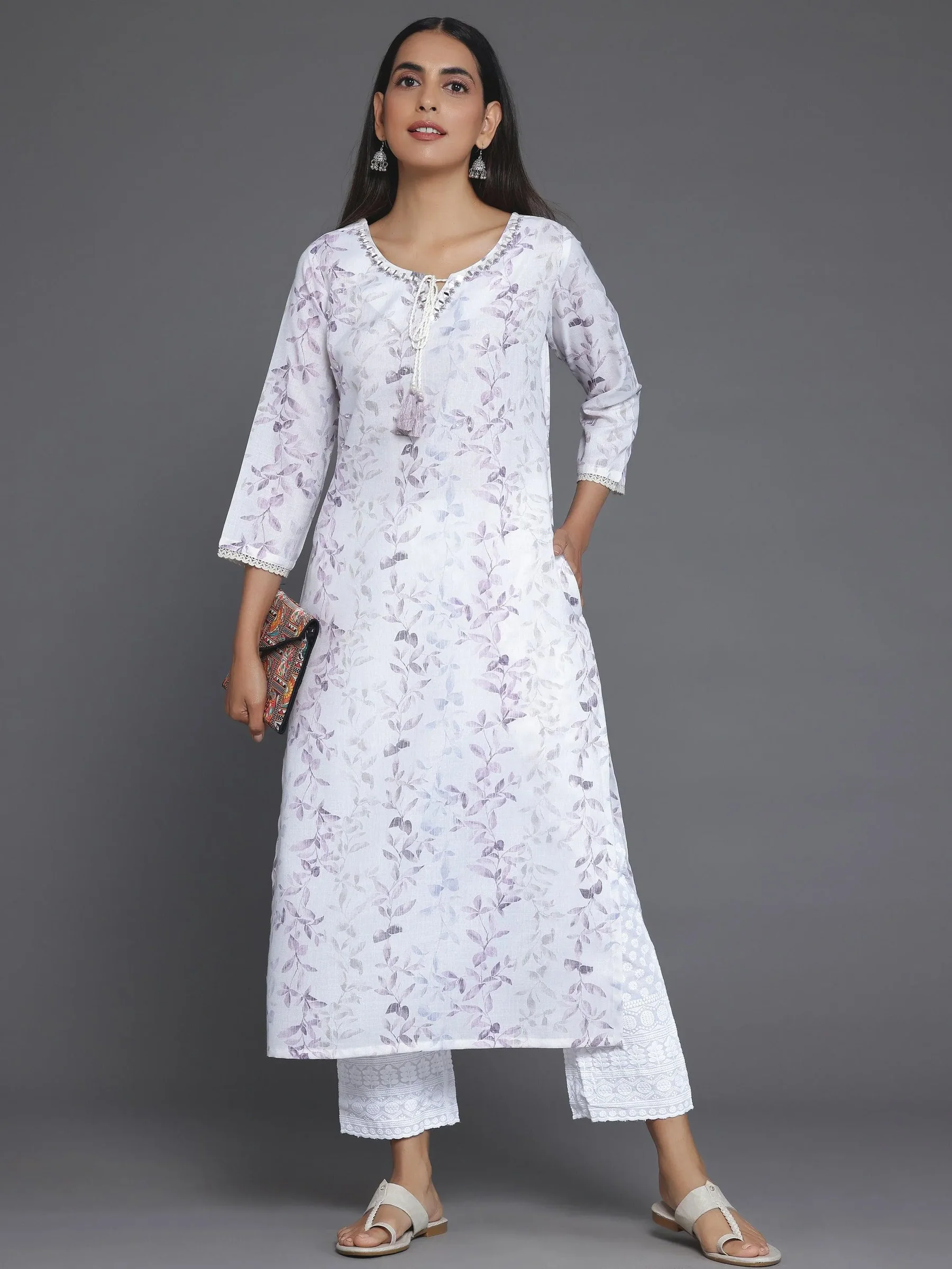 37128_5.webp Off White Printed Cotton Straight Kurta - Image 1